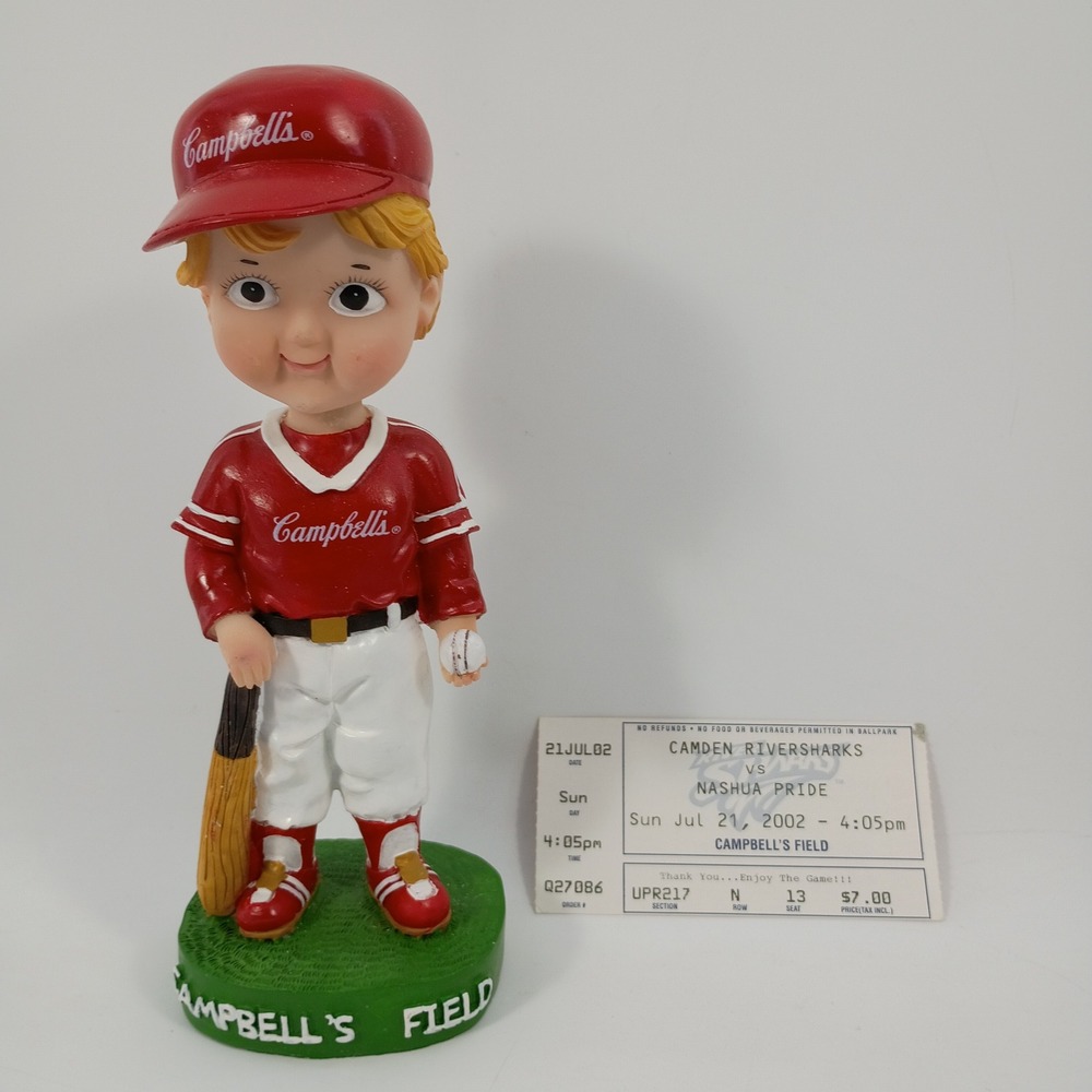 Campbell's Soup Kid 2002 Baseball Bobblehead Camden Riversharks Campbell's Field